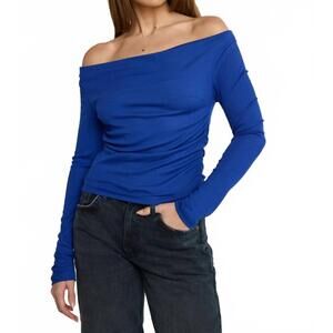 NEW SUNDAY RITUAL angelica long sleeve top in royal blue